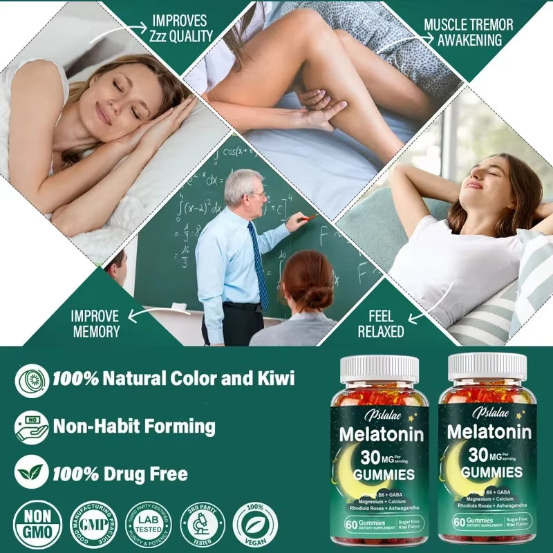 Melatonin Gummies - Support Natural Sleep Cycles, Relieve Anxiety, Promote Restful Sleep, Gluten Free, Dietary Supplement