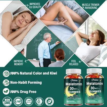 Melatonin Gummies - Support Natural Sleep Cycles, Relieve Anxiety, Promote Restful Sleep, Gluten Free, Dietary Supplement